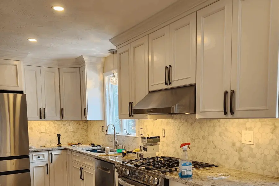 Recess and Under-cabinet kitchen lights upgrade after a kitchen remodel.