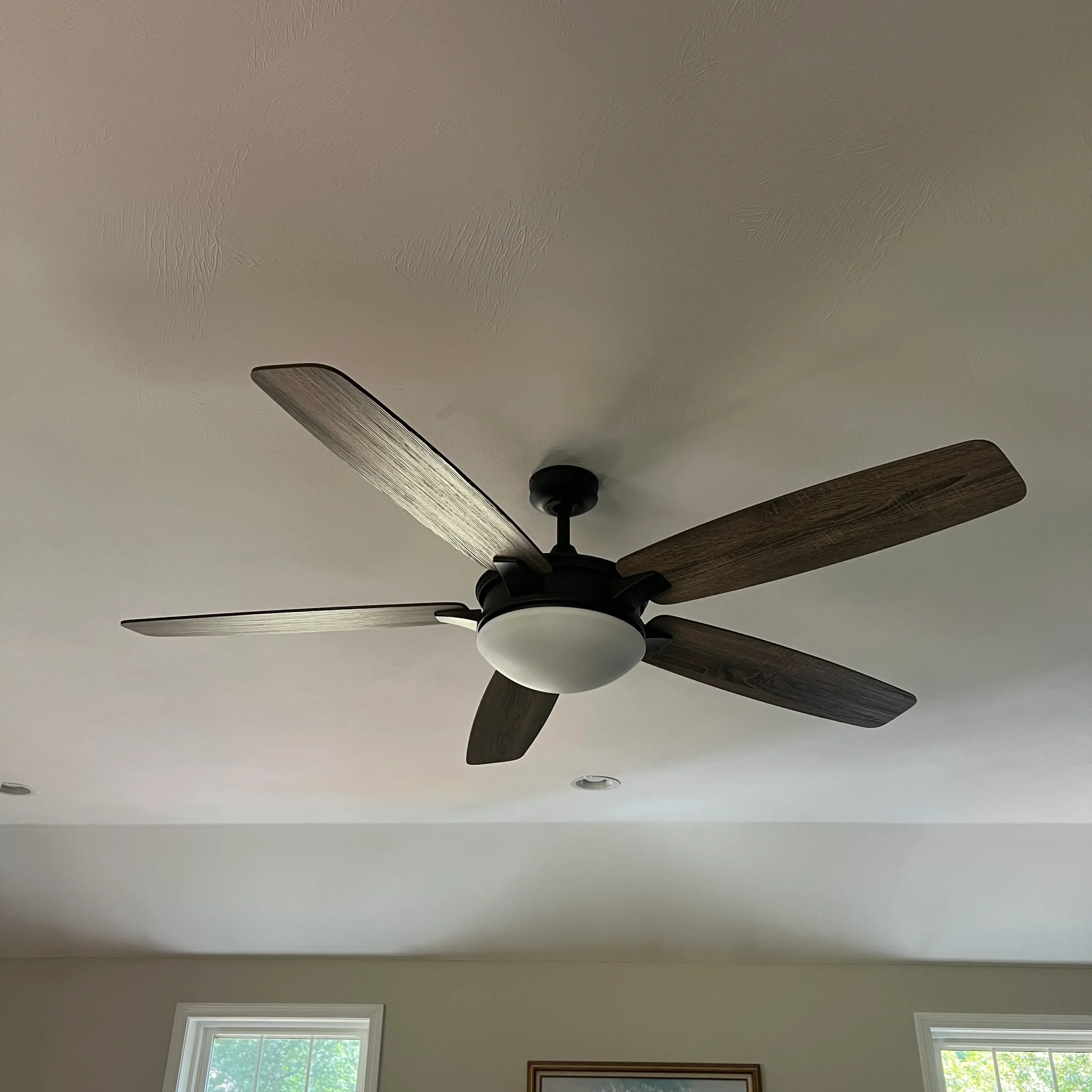 Ceiling fan installed at a residential home.