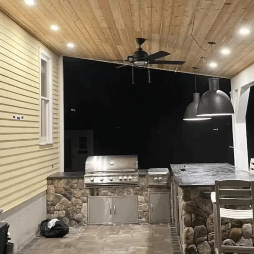 Residential outdoor recessed lights install.
