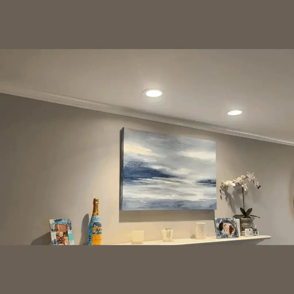 Residential Recess Lights install on top of a fire place