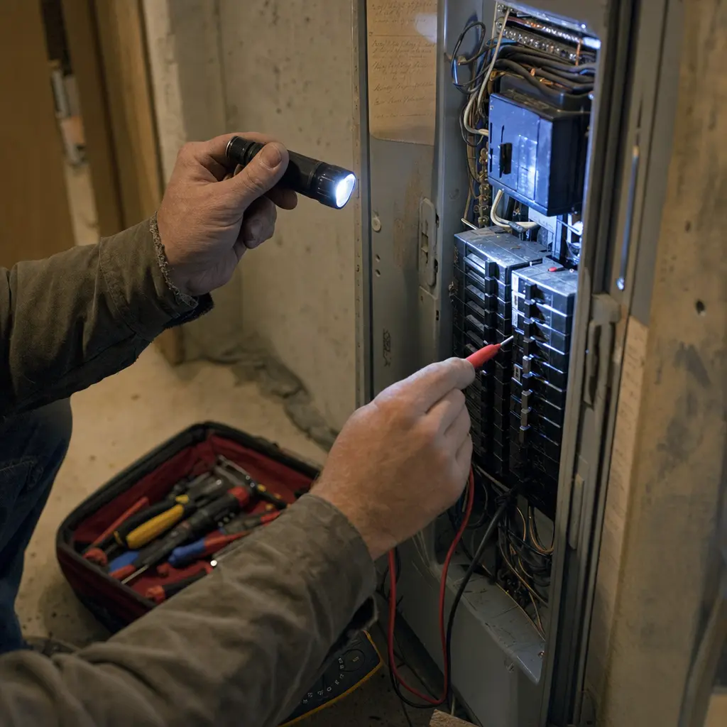 Testing the electrical panel at a residential home
