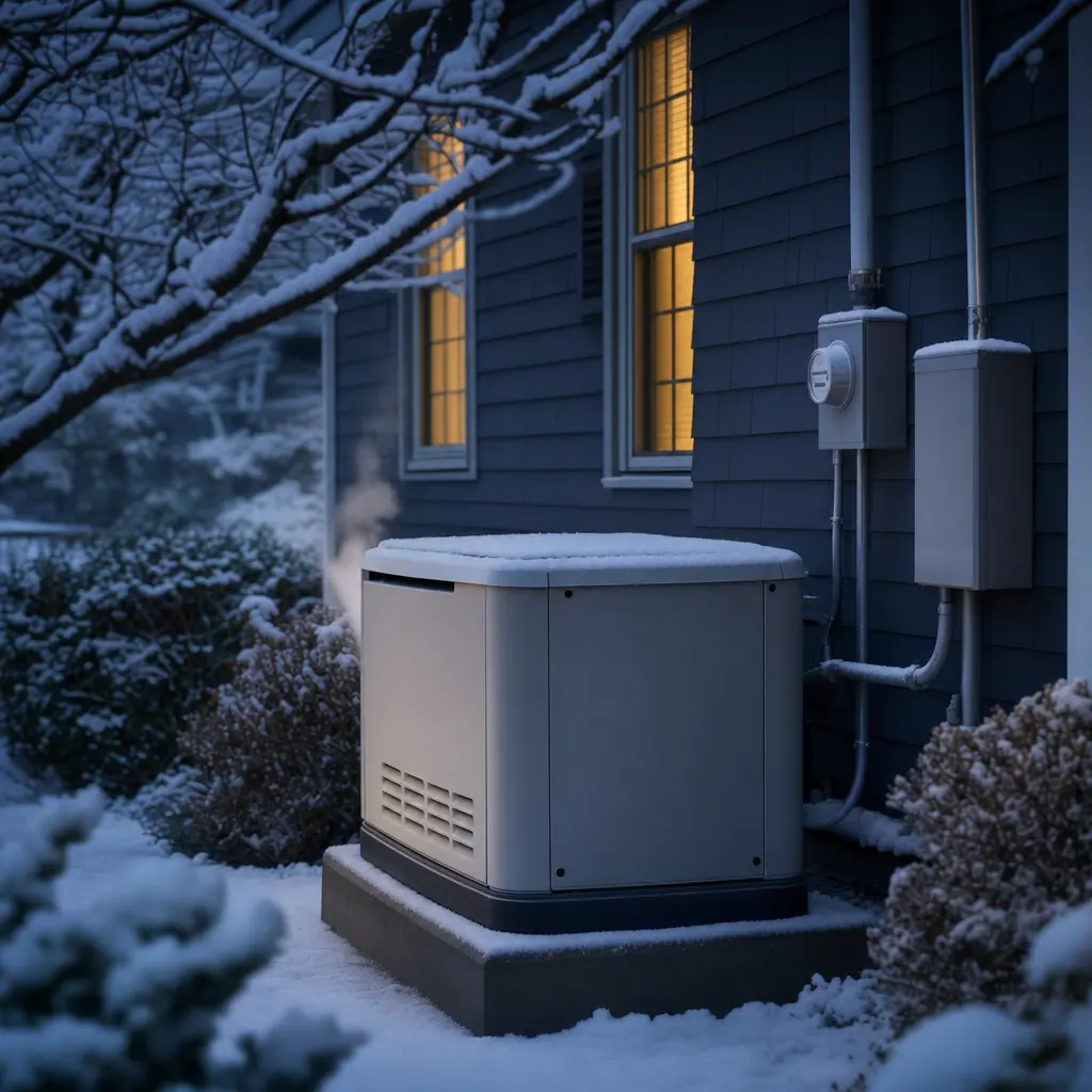 Residential Generator installed and running in a residential home