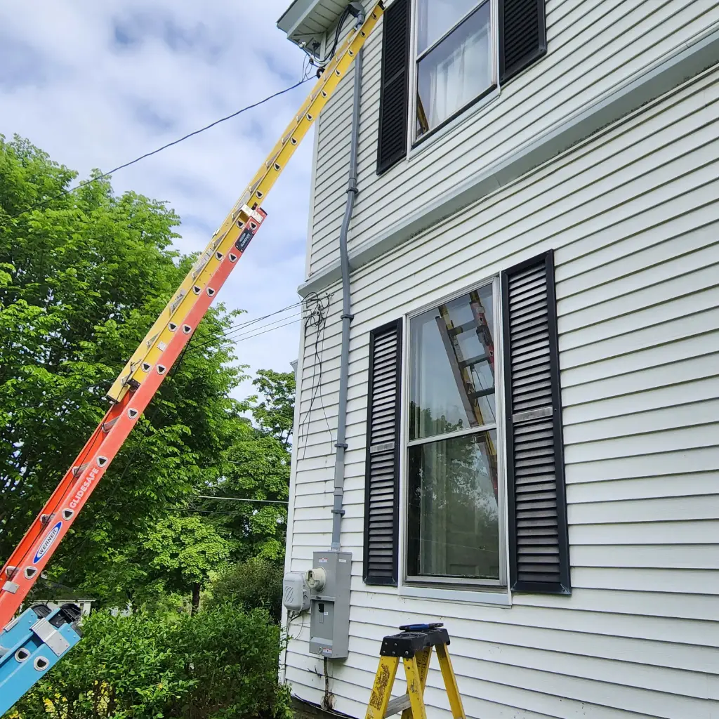 Residential electrical service upgrade with new meter and overhead service entrance