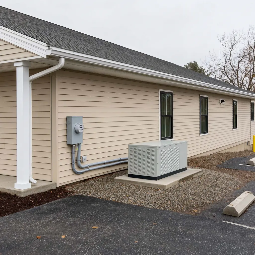 Generator installed outside of a commercial building in Lowell MA