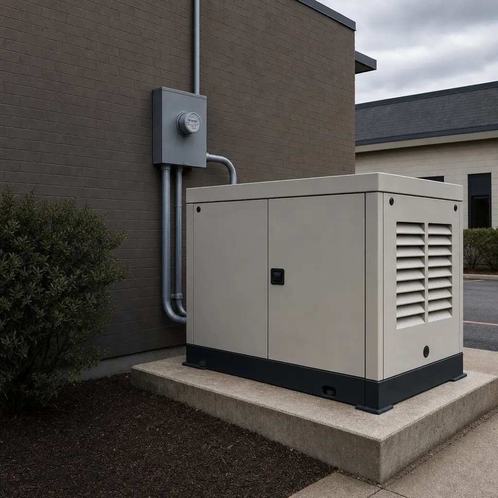 A commercial generator installation is complete